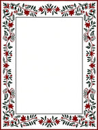 Dark Red Floral Vine BorderRug Rug