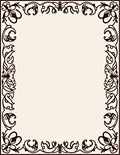 Dark Brown Floral Acanthus Vine Border Rug