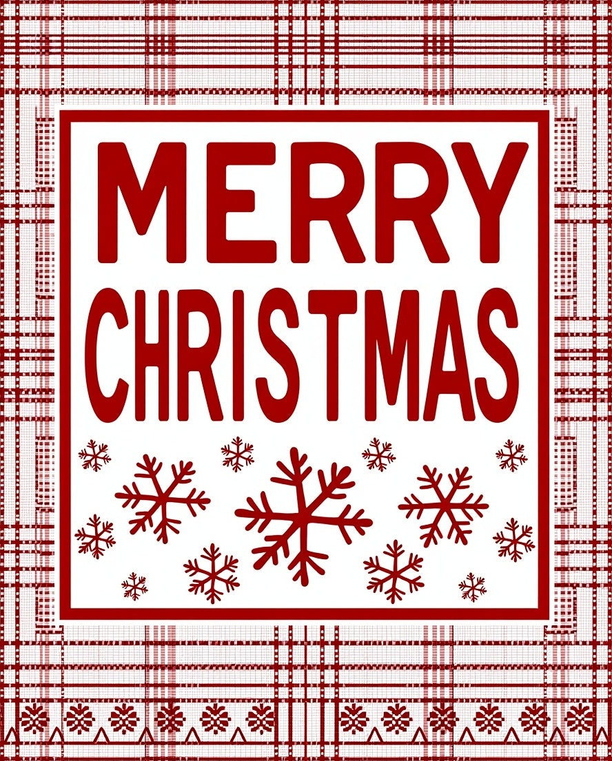 Red Plaid Snowflake Christmas Rug