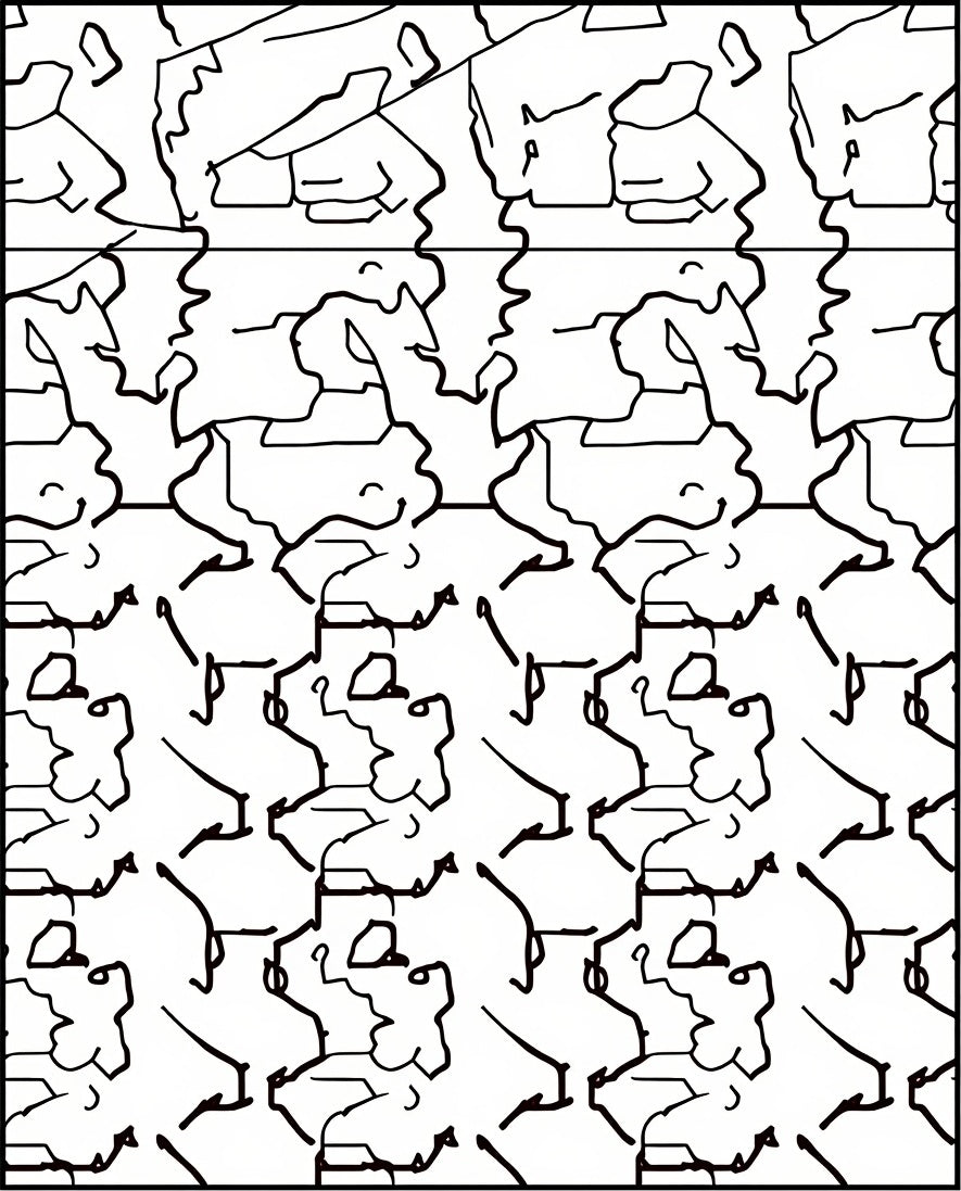 Abstract Line Drawing Collage Rug