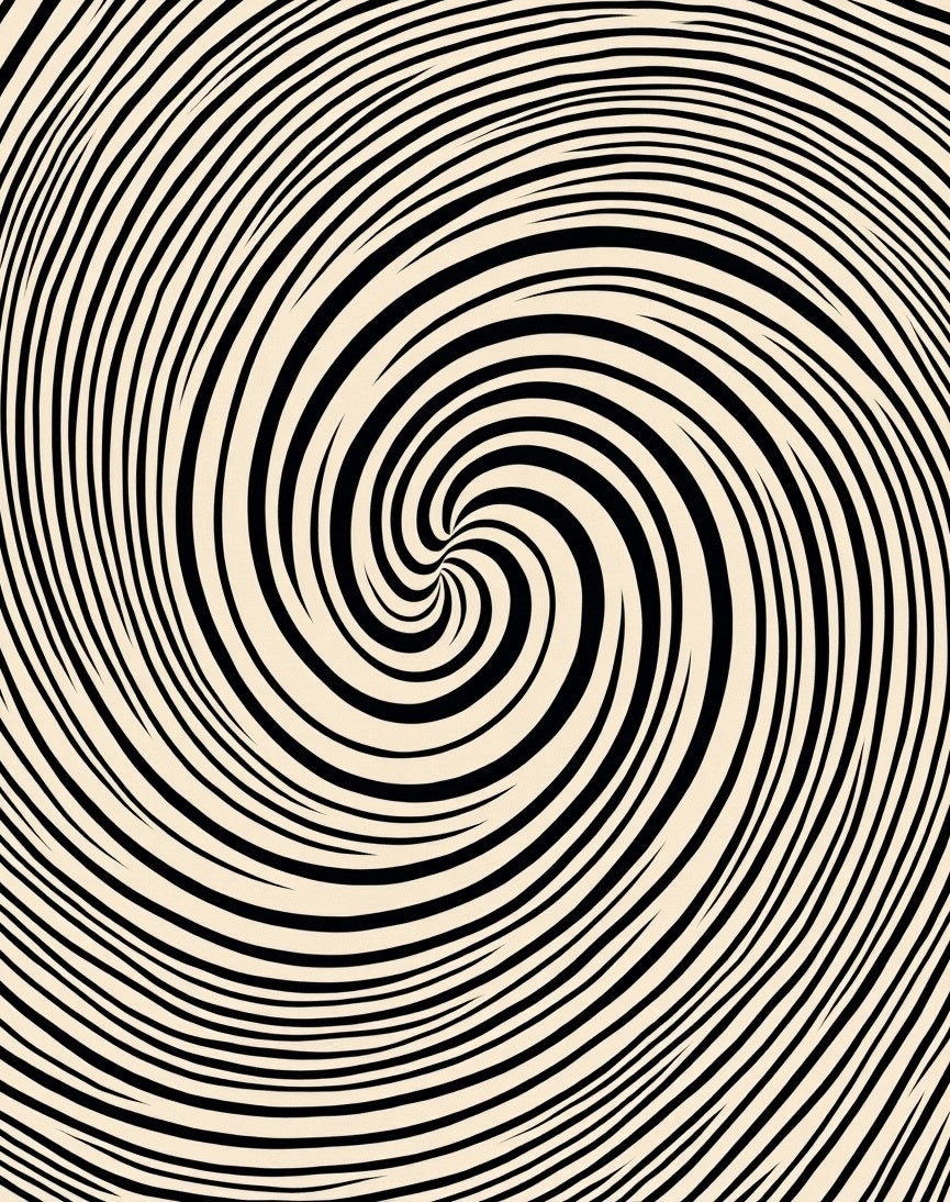 Black Cream Swirl Optical Illusion Rug