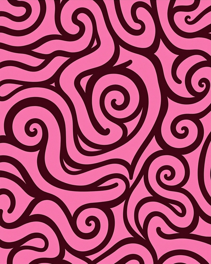Vibrant Pink Swirl Abstract Rug