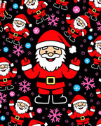 Playful Santa Claus with Snowflakes on Black Rug
