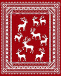 White Reindeer Red Border Rug