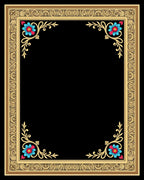 Golden Ornate Floral Corner Accent Rug