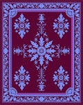 Burgundy Blue Floral Medallion Frame Rug