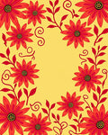 Vibrant Red Daisy Swirls Rug