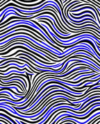 Bold Blue Black Wavy Stripes Rug