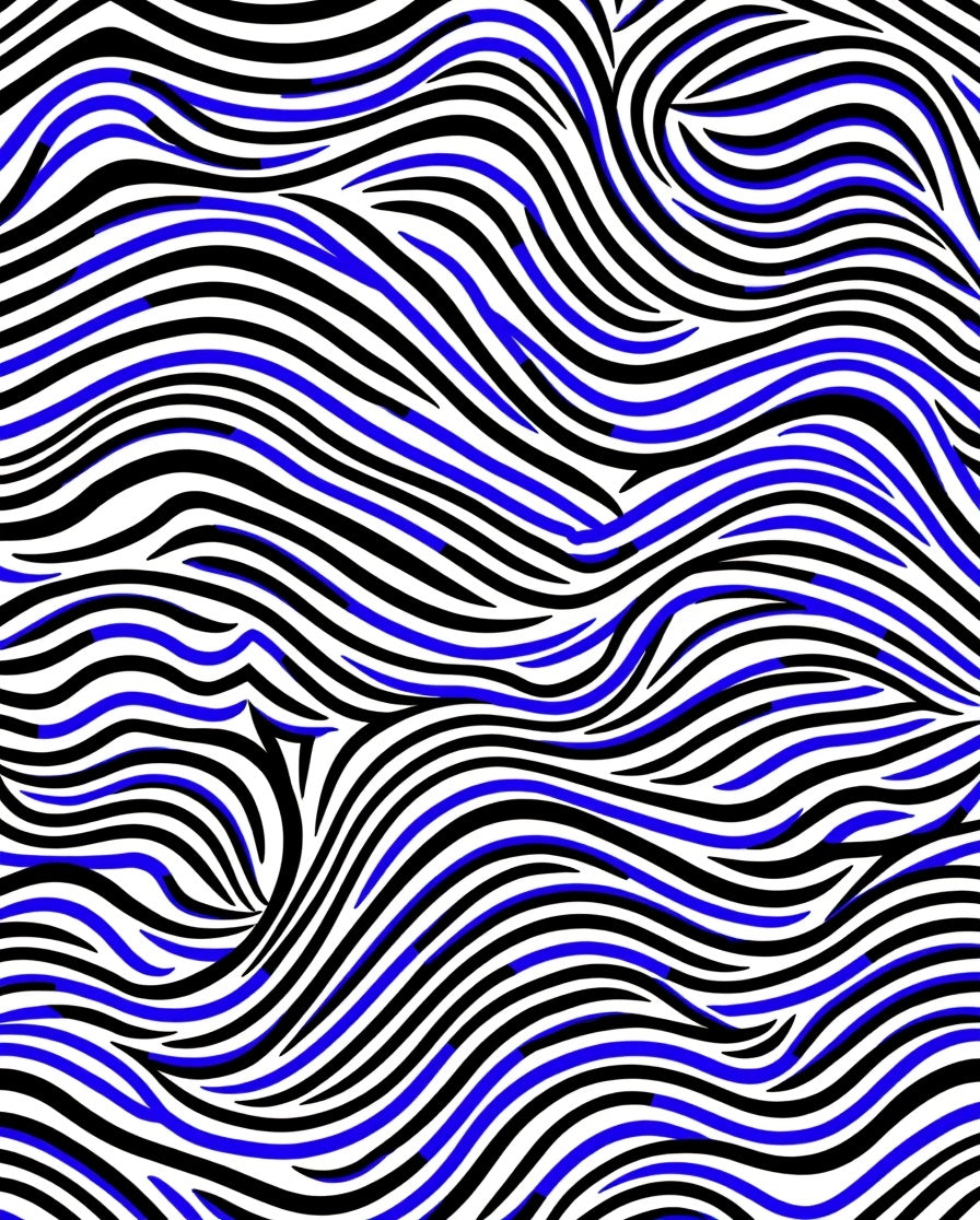 Bold Blue Black Wavy Stripes Rug