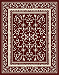 Deep Red Cream Scrollwork Medallion Rug