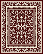 Deep Red Cream Scrollwork Medallion Rug