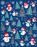 Happy Snowman Winter Forest Blue Rug