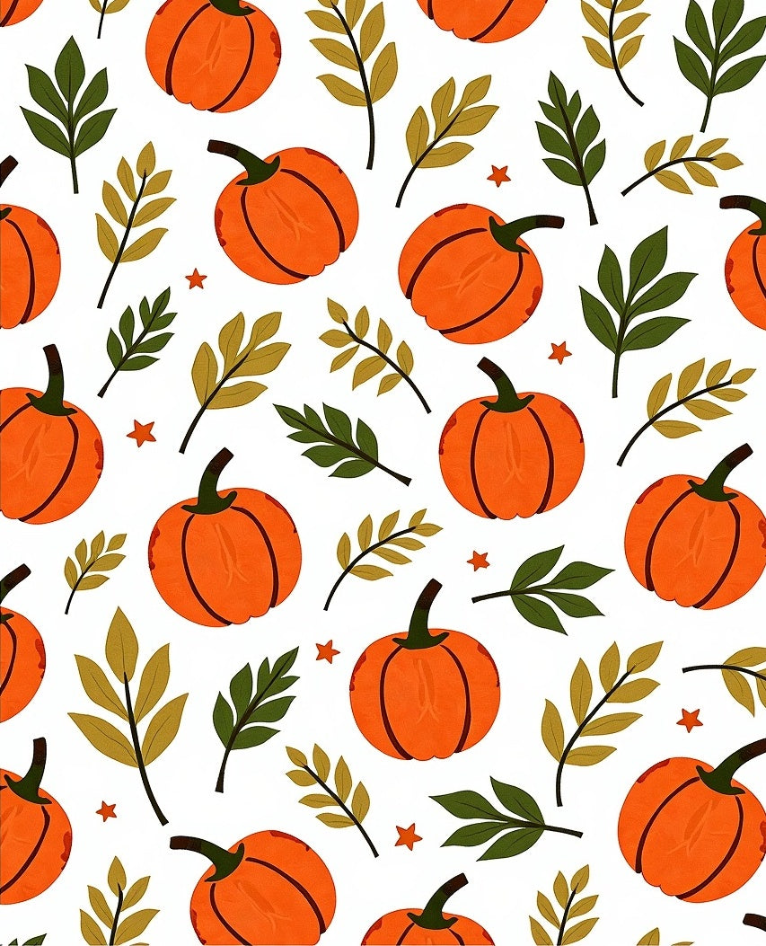 Autumn Orange Pumpkin Leaf Scatter Rug