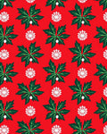 Festive Red Green Leaf Snowflakes Rug