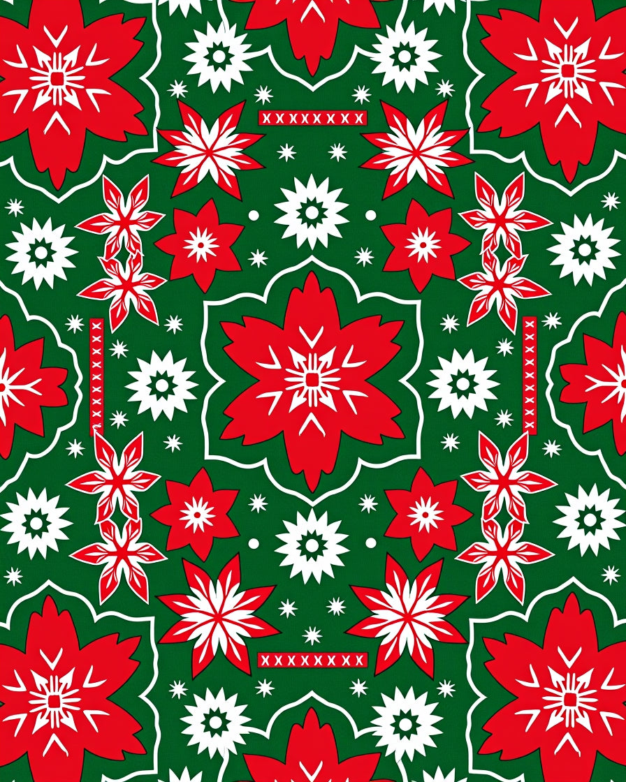 Red White Starburst Floral Medallion Rug