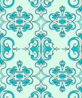 Turquoise Cream Arabesque Scroll Rug