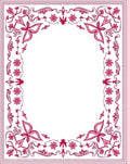 Fuchsia Floral Swirl Border Rug