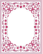 Fuchsia Floral Swirl Border Rug