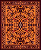Rich Orange Floral Scrollwork Medallion Rug