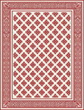 Crimson Cream Floral Lattice Border Rug