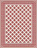 Crimson Cream Floral Lattice Border Rug