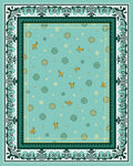 Turquoise Teal Deer Snowflake Border Rug