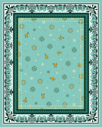 Turquoise Teal Deer Snowflake Border Rug