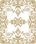 Ornate Gold Flourish Scroll Work Rug