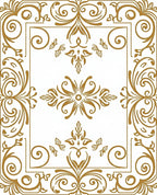 Ornate Gold Flourish Scroll Work Rug