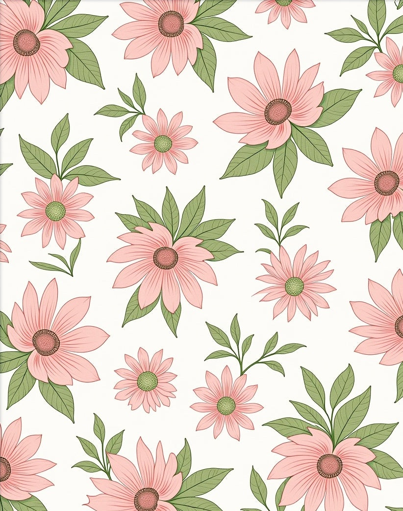 Pink Flower Garden Illustration Rug
