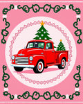 Red Truck Christmas Tree Festive Border Rug