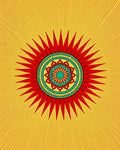 Radiant Sunburst Red Teal Mandala Rug