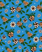 Tropical Zebra Print Botanical Arrangement Rug