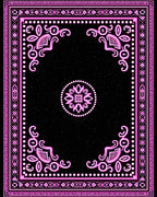 Pink Abstract Floral Black Center Rug