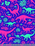 Retro Neon Dinosaur Jungle Scene Rug