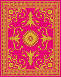 Pink Gold Baroque Scroll Medallion Rug