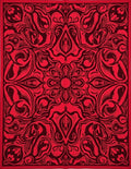 Bold Crimson Abstract Mandala Rug