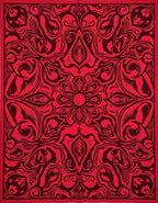 Bold Crimson Abstract Mandala Rug