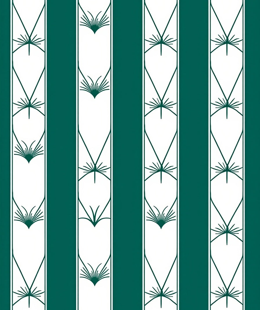 Emerald Green Vertical Botanical Stripe Rug