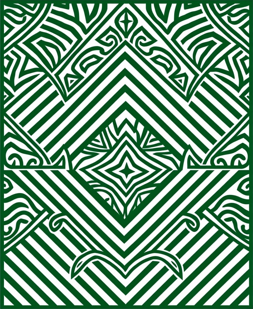 Emerald Green Abstract Geometric Stripes Rug