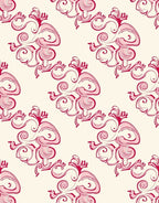 Crimson Rococo Swirl Floral Rug