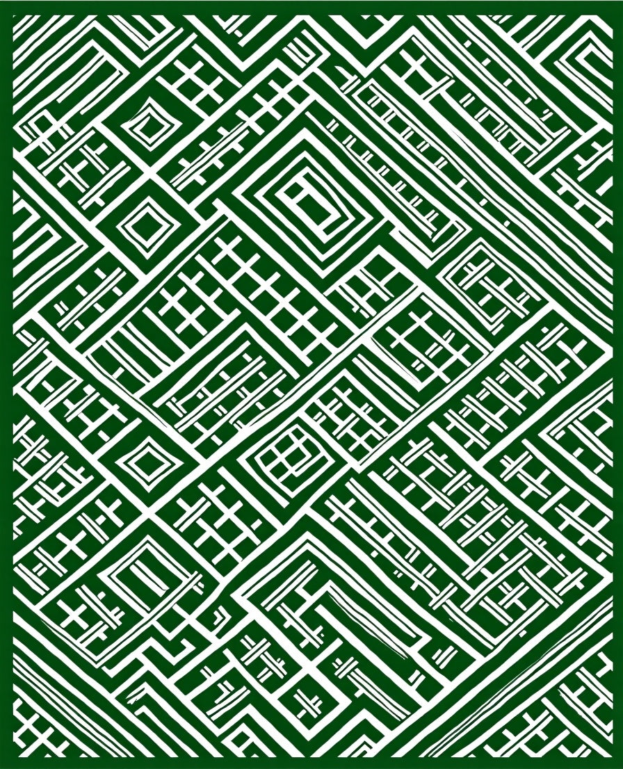 Emerald White Geometric Labyrinth Rug