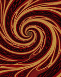 Crimson Gold Swirl Abstract Rug