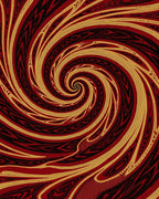 Crimson Gold Swirl Abstract Rug