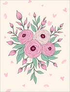 Pastel Pink Rose Bouquet Botanical Rug