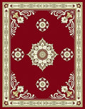 Rich Crimson Floral Medallion Rug