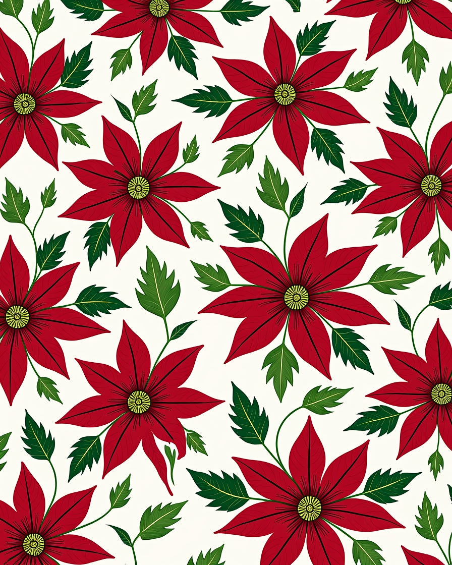 Classic Red Poinsettia Floral Garden Rug
