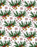 Festive Green Fir Bells Gold Orbs Rug