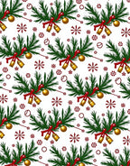 Festive Green Fir Bells Gold Orbs Rug