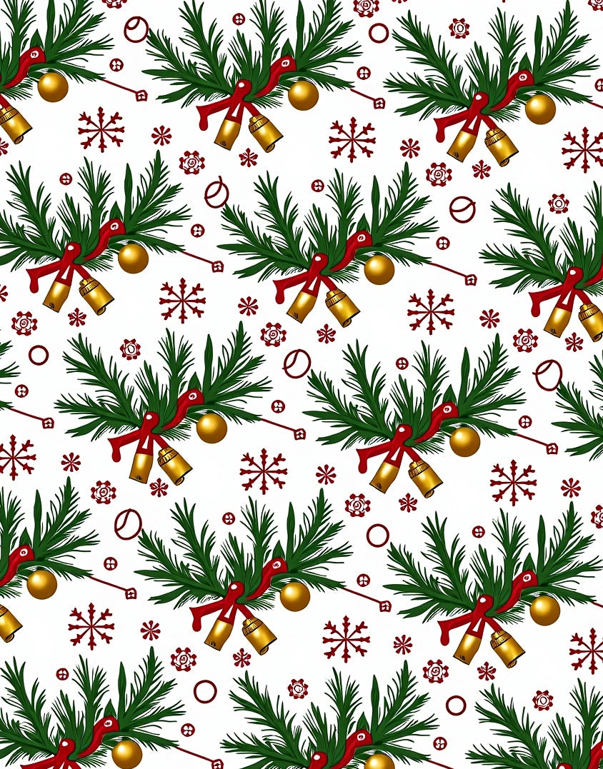 Festive Green Fir Bells Gold Orbs Rug